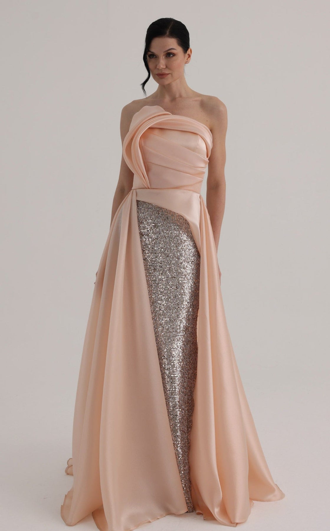MNM COUTURE O07863 - Sparkle Strapless Overskirt Evening Gown