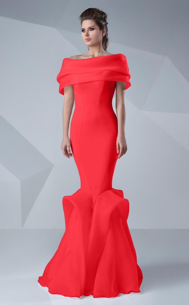 MNM Couture - Sleek Off-Shoulder Mermaid Dress G0620 Evening Dresses 0 / Red