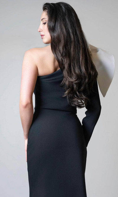 MNM Couture V07245 - Long Sleeve Asymmetric Crepe Gown Mother of the Bride Dresses