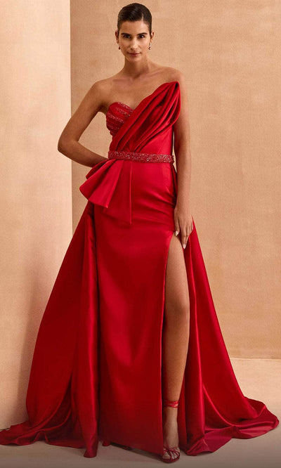 MNM Couture V07353 - Strapless Overskirt Evening Gown Prom Dresses 4 /  Red