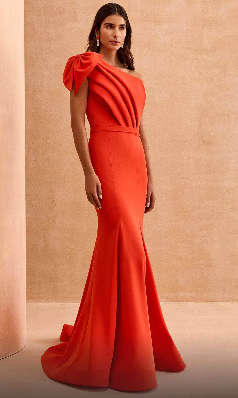 MNM Couture V07402 - Pleated Asymmetric Evening Gown