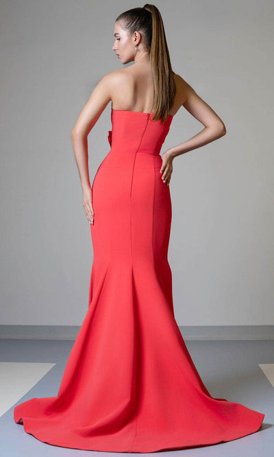 MNM Couture V07548 - Floral Accent Straight Neckline Dress Evening Dresses