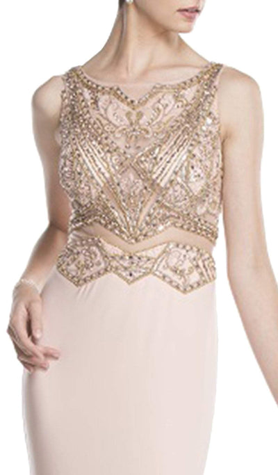 Mock Two Piece Illusion Bateau Prom Dress Dress