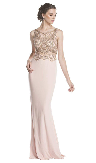 Mock Two Piece Illusion Bateau Prom Dress Dress