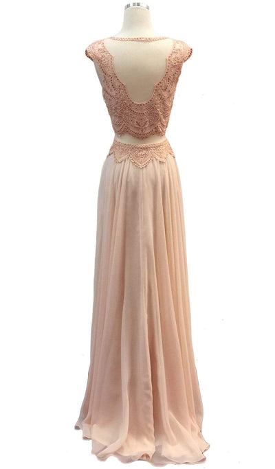 Mock Two Piece Jewel Embroided A-line Prom Dress Dress