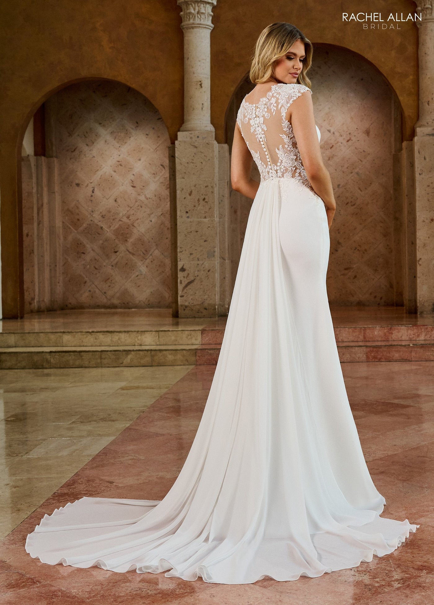 Rachel Allan RB2189 - Bateau Neck Floral Lace Wedding Gown Wedding Dresses
