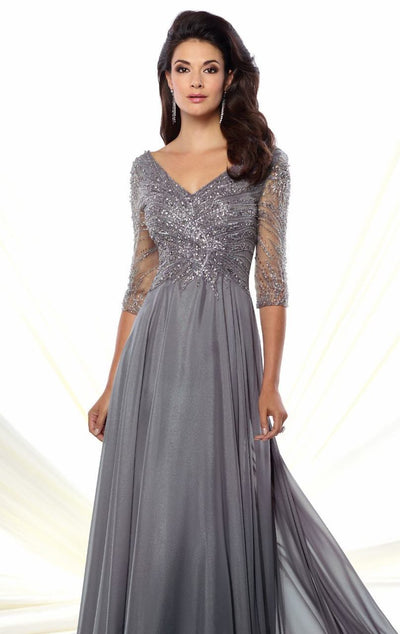 Montage by Mon Cheri - 116950 Dress Mother of the Bride Dresses 4 / Gray Heather