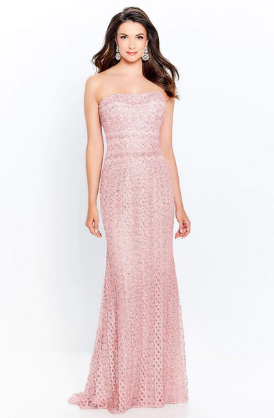 Montage by Mon Cheri - 120916 Strapless Lace Sheath Dress Evening Dresses 4 / Rose