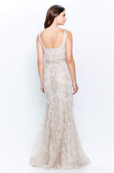 Montage by Mon Cheri - 120921 Metallic Ribbon Plunging V-Neck Gown Evening Dresses