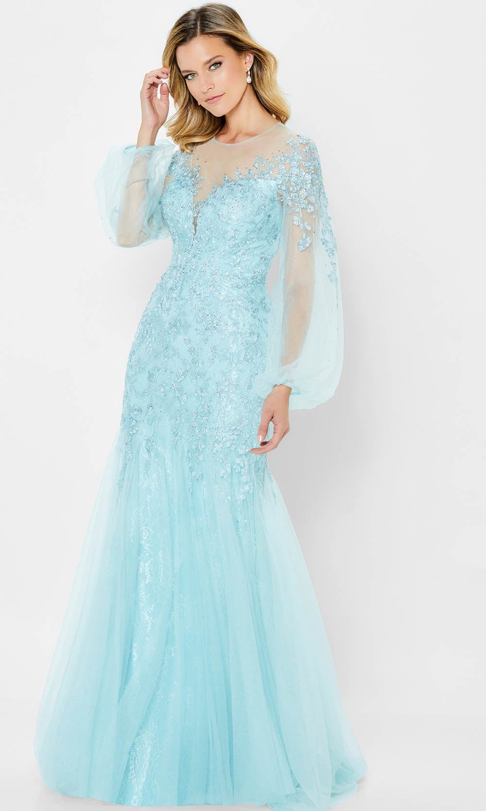 Montage by Mon Cheri 122908 - Lace Ornate Evening Gown Mother of the Bride Dresess 4 / Aqua