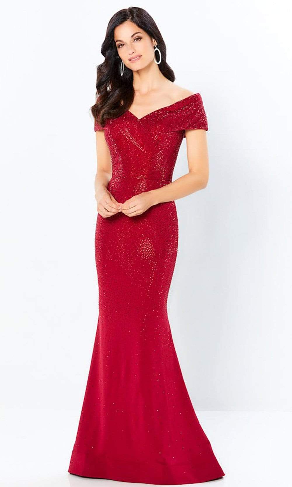 Montage by Mon Cheri - 220949 Jersey Beaded Gown Evening Dresses 4 / Wine