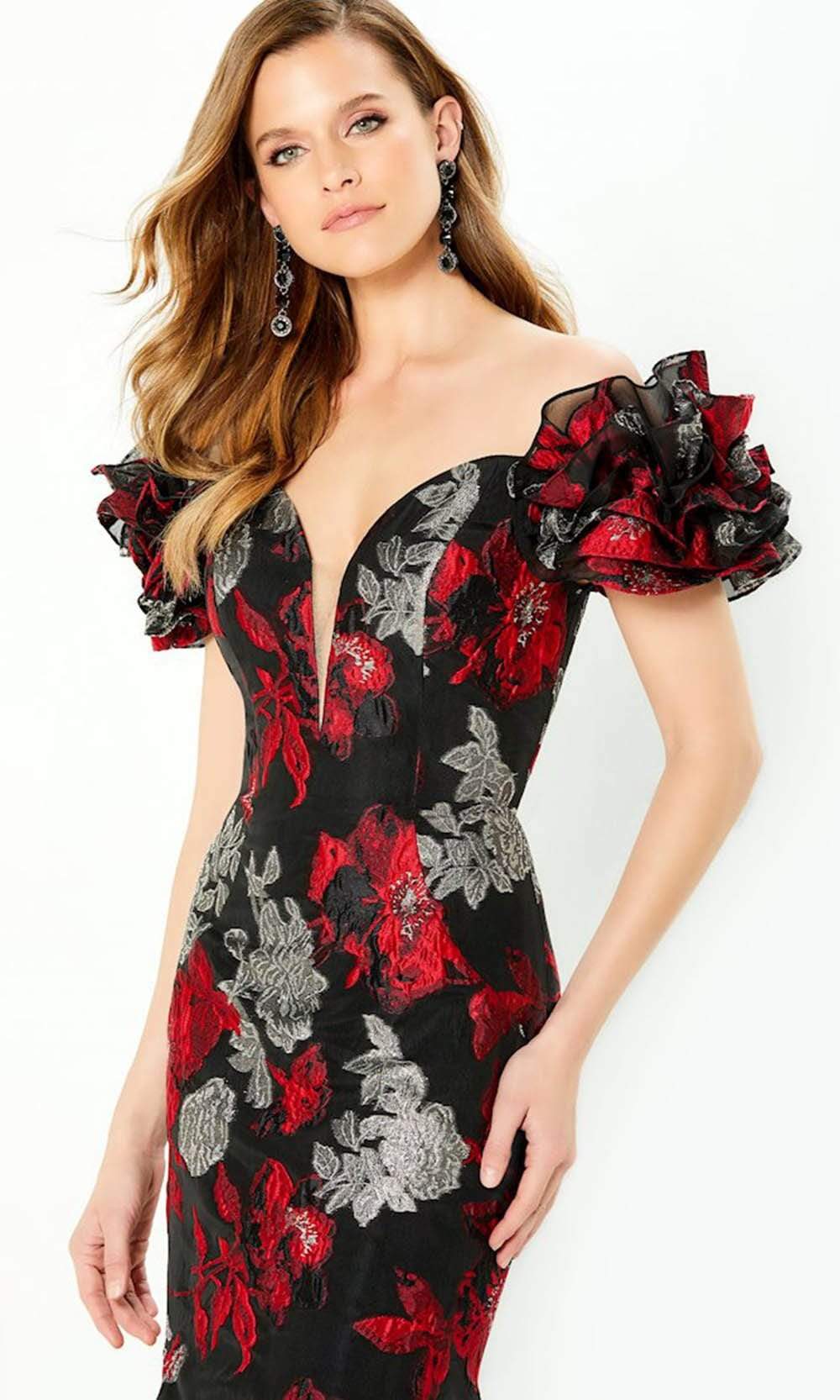 Montage by Mon Cheri - 220952 Floral Deep Off-Shoulder Gown Evening Dresses