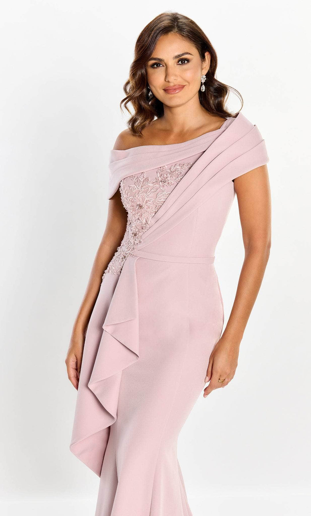 Montage by Mon Cheri M2208 - Pleated Short Sleeve Formal Gown Formal Dresses 8 / Rose