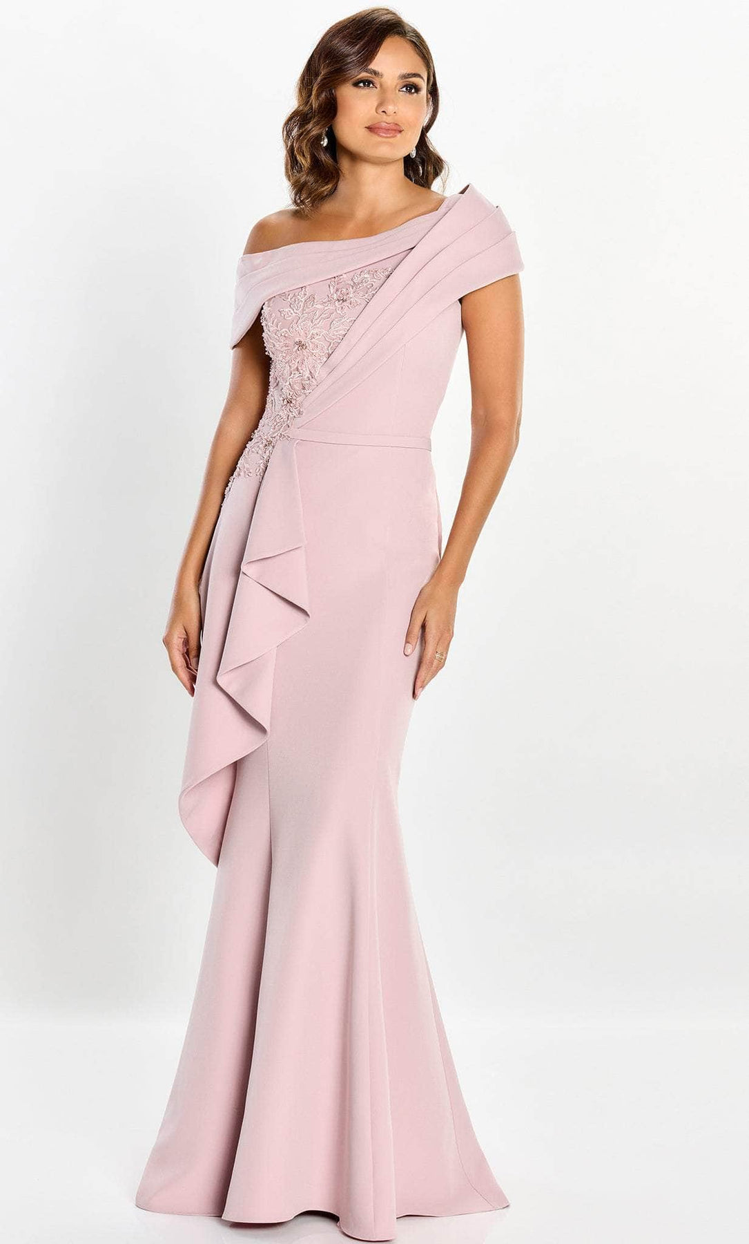 Montage by Mon Cheri M2208 - Pleated Short Sleeve Formal Gown Formal Dresses 8 / Rose