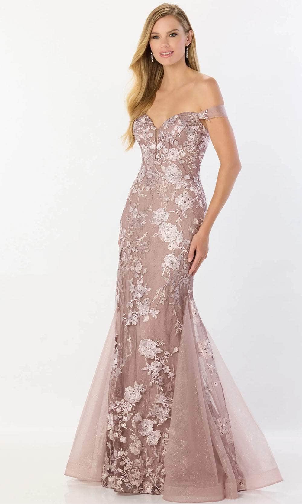 Montage by Mon Cheri M2231 - Off-Shoulder Stone Accented Prom Gown Prom Dresses 4 / Rosewood