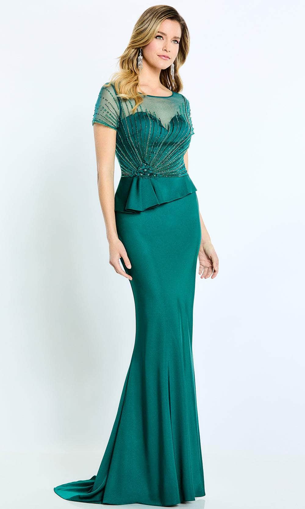 Montage by Mon Cheri M500 - Short Sleeve Sheath Long Dress Special Occasion Dress 4 / Emerald