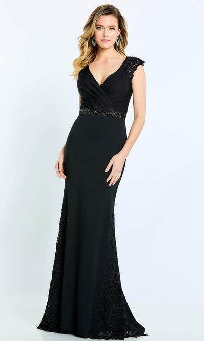 Montage by Mon Cheri M504 - V-Neck Cap Sleeve Long Dress Special Occasion Dress 4 / Black