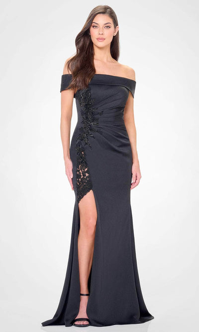 Montage by Mon Cheri M535 - Ruched Off-Shoulder Formal Gown Mother of the Bride Dress 4 / Black