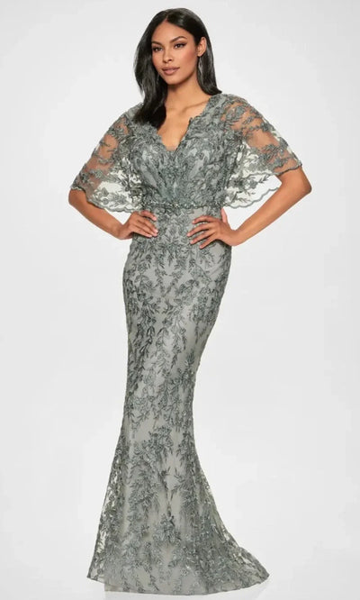 Montage by Mon Cheri M856 - Flutter Sleeve Embroidered Mermaid Gown Special Occasion Dress