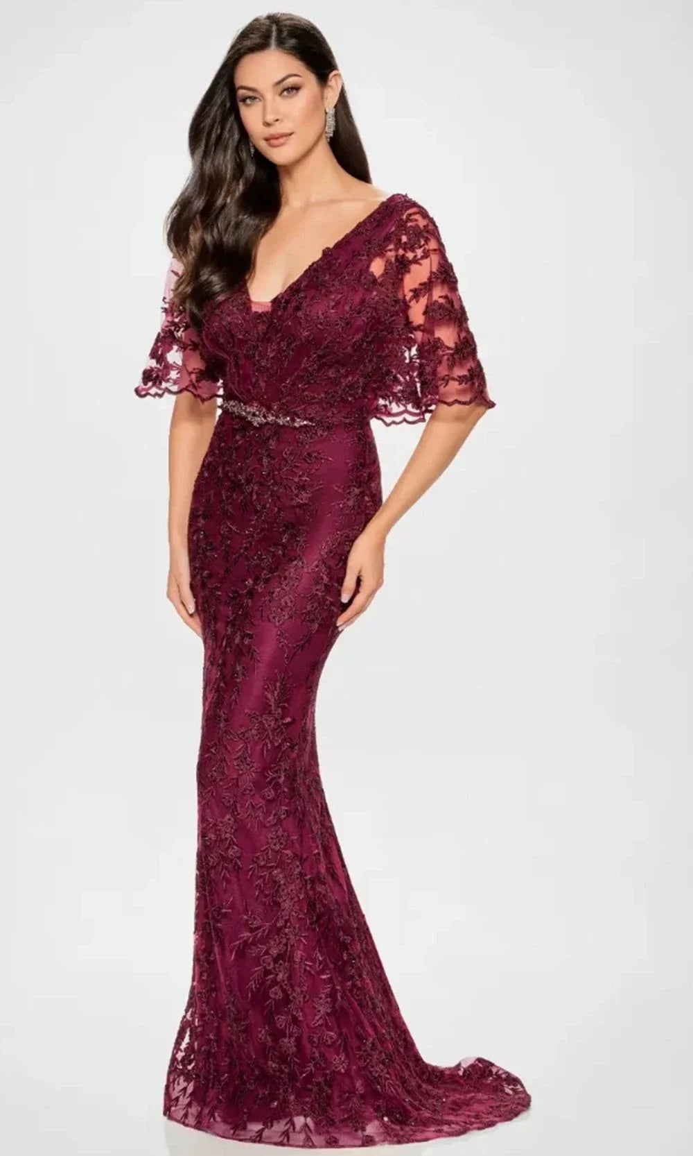 Montage by Mon Cheri M856 - Flutter Sleeve Embroidered Mermaid Gown Special Occasion Dress
