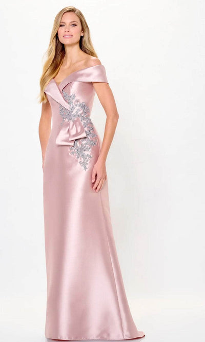 Montage by Mon Cheri M904 - Off Shoulder Applique Evening Dress Formal Dresses 4 / Blush