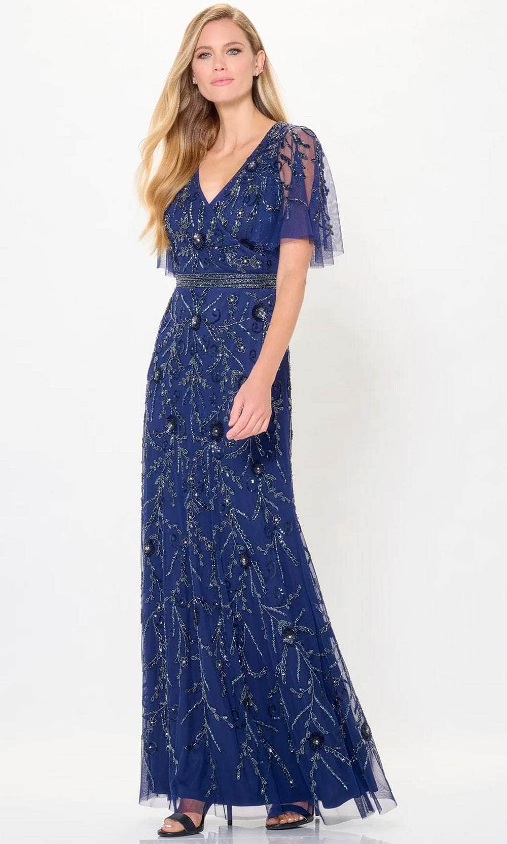 Montage by Mon Cheri M912 - Flutter Sleeve A-Line Evening Dress  Mother Of The Bride Dresses XS / Navy