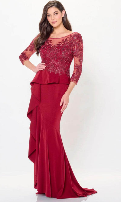 Montage by Mon Cheri M914 - Quarter Sleeve Embroidered Evening Dress Formal Dresses 4 / Wine