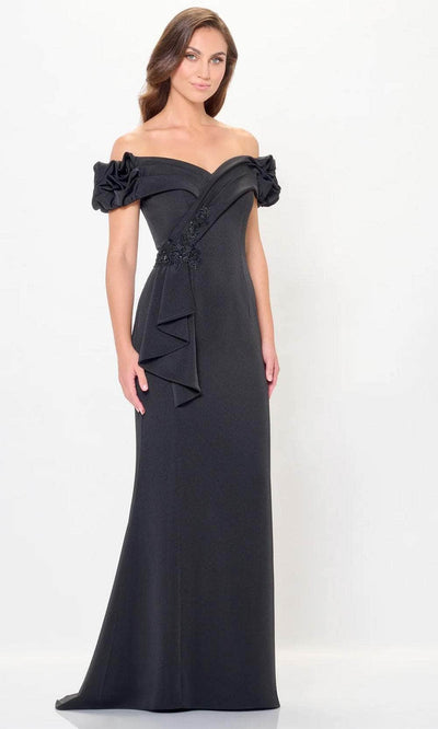 Montage by Mon Cheri M915 - Pleated Applique Evening Dress Evening Dresses 4 / Black