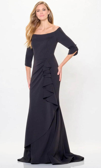 Montage by Mon Cheri M916 - Off Shoulder Ruffle Evening Dress Formal Dresses 4 / Black