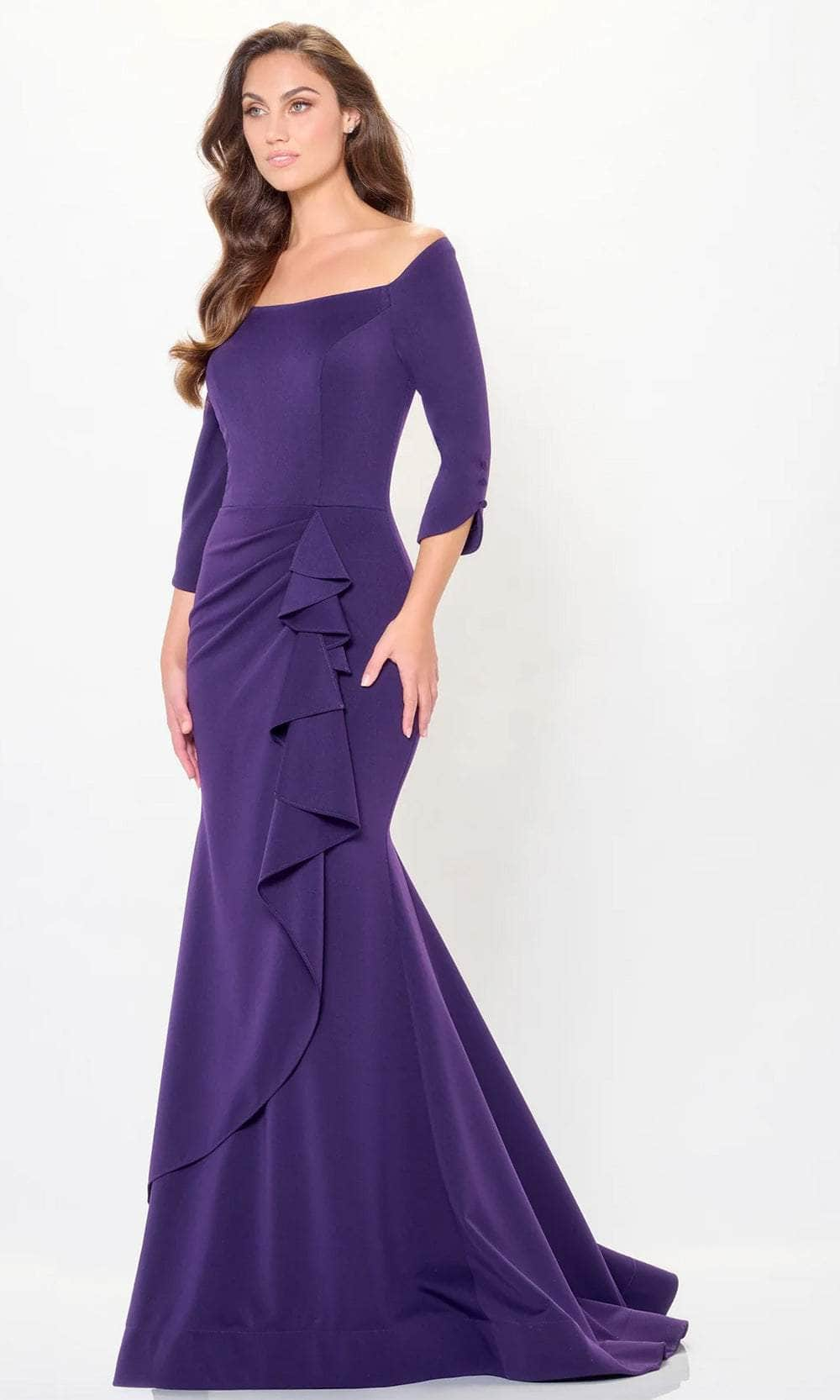 Montage by Mon Cheri M916 - Off Shoulder Ruffle Evening Dress Formal Dresses 4 / Dark Amethyst