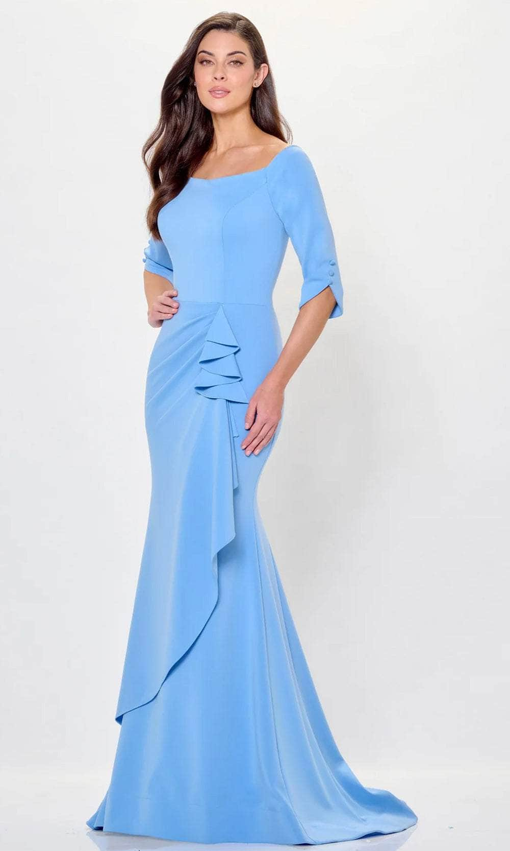 Montage by Mon Cheri M916 - Off Shoulder Ruffle Evening Dress Formal Dresses 4 / Powder Blue