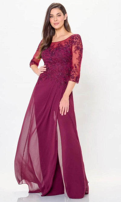 Montage by Mon Cheri M918 - Applique A-Line Evening Dress Formal Dresses 4 / Bordeaux