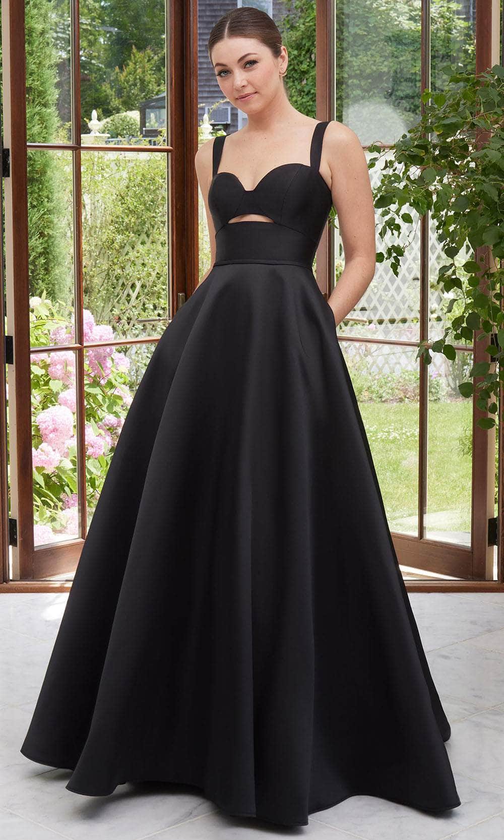Mori Lee 49111 - Long Mikado A-Line Dress - Tank Straps, Cutout Accent, Bandeau Strap Back, Floor Length 10 / Black Mori Lee 49111 - Long Mikado A-Line Dress - Tank Straps, Cutout Accent, Bandeau Strap Back, Floor Length 10 / Black