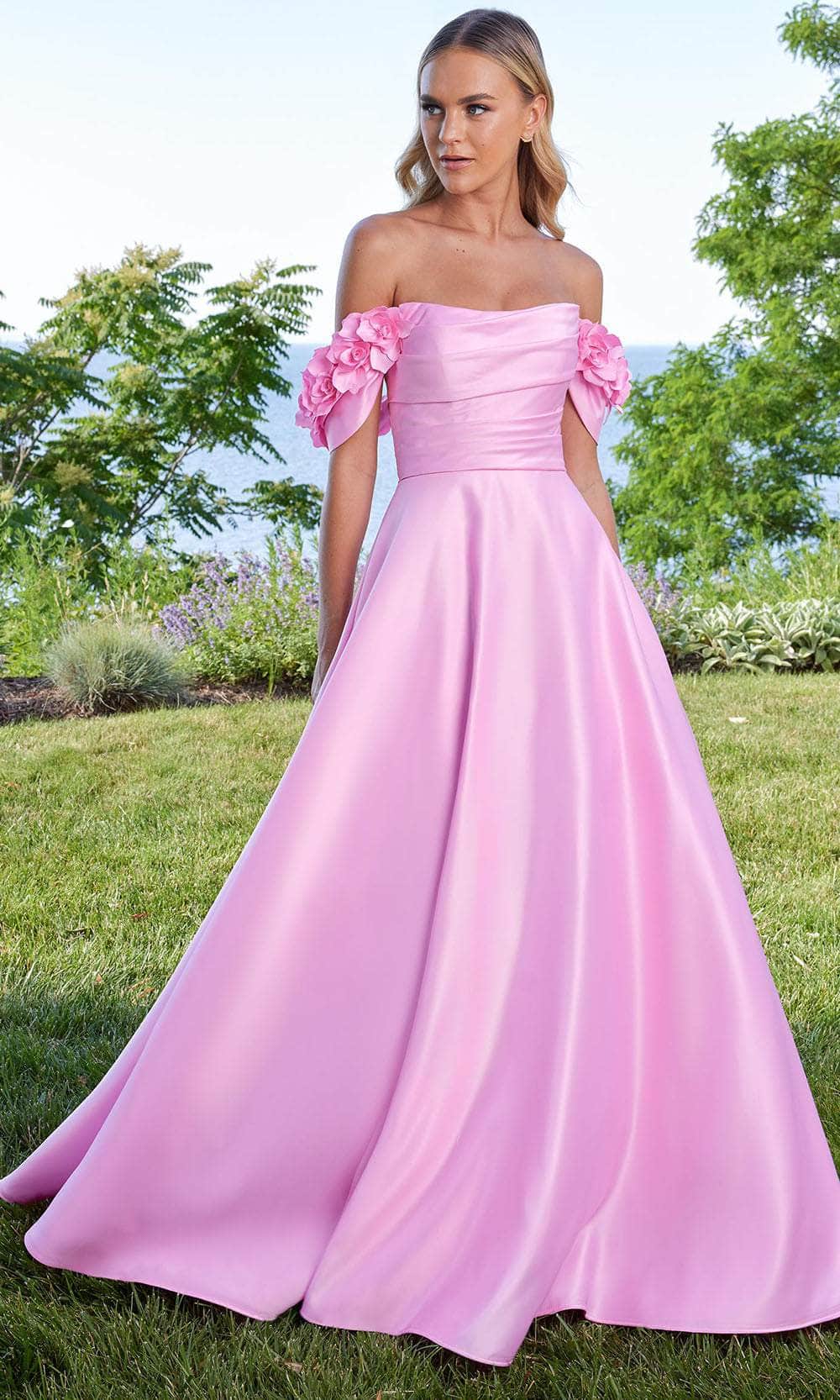 Mori Lee 49178 - Floral Applique Off Shoulder Dress Prom Dresses