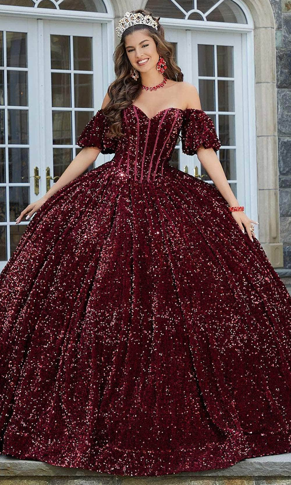 Mori Lee 60171 - Velvet Sequin Sweetheart Ballgown Ball Gowns