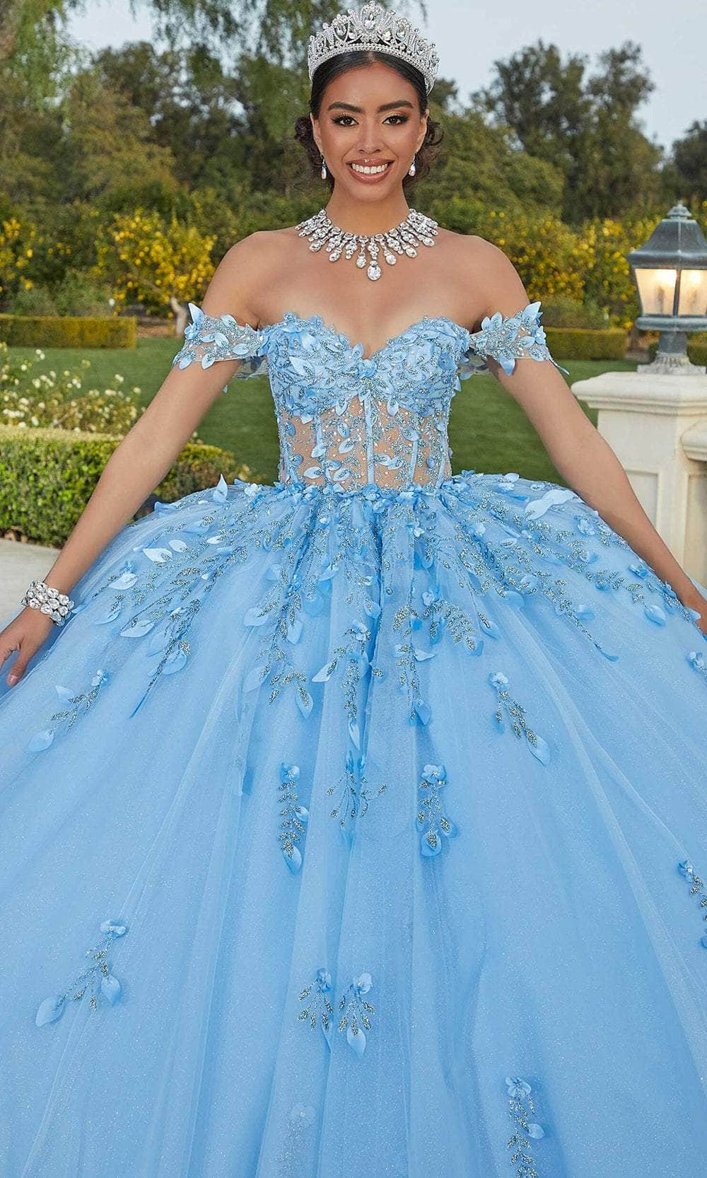 Mori Lee 60181 - Sheer Bodice Floral Appliqued Ballgown Ball Gowns