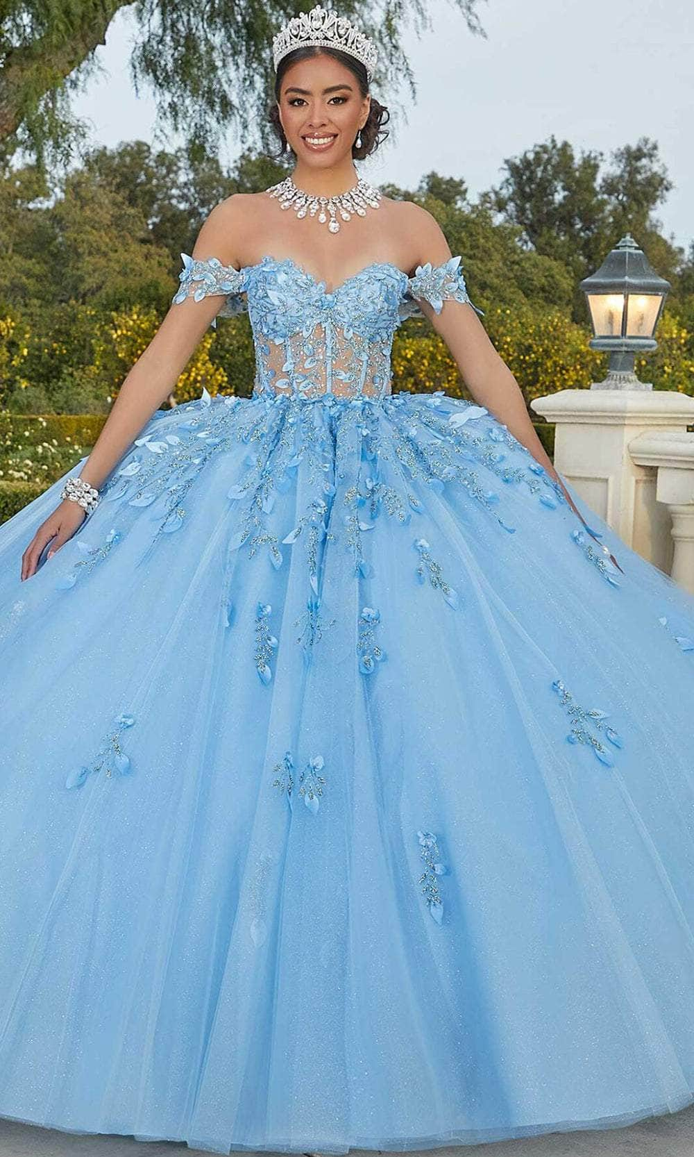 Mori Lee 60181 - Sheer Bodice Floral Appliqued Ballgown Ball Gowns