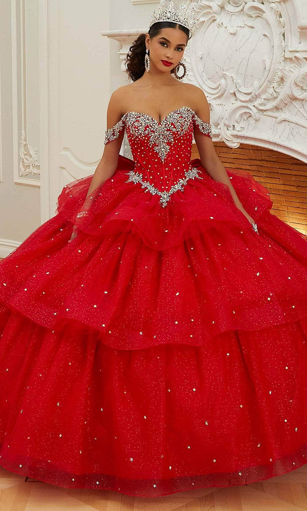 Mori Lee 60207 - Tiered Sparkle Quinceanera Ballgown Quinceanera Dresses 00 /  Red