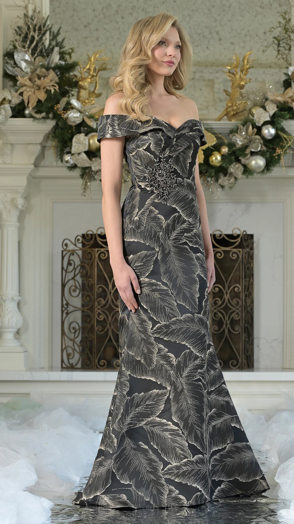 Marsoni by Colors MV1266 - Jeweled Off Shoulder Evening Dress