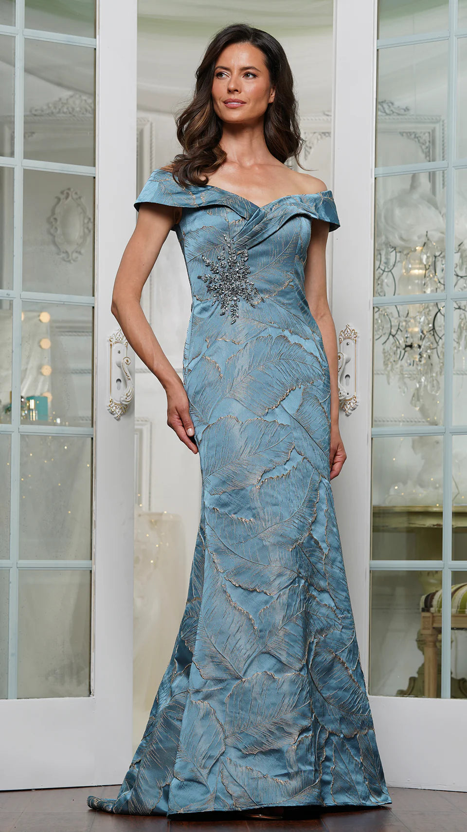 Marsoni by Colors MV1266 - Jeweled Off Shoulder Evening Dress