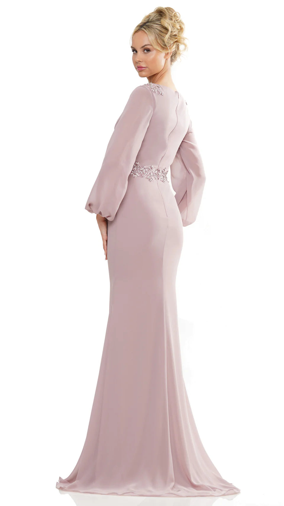 Marsoni by Colors MV1273-1 - Lon Sleeve Ruched Detailed Long Gown