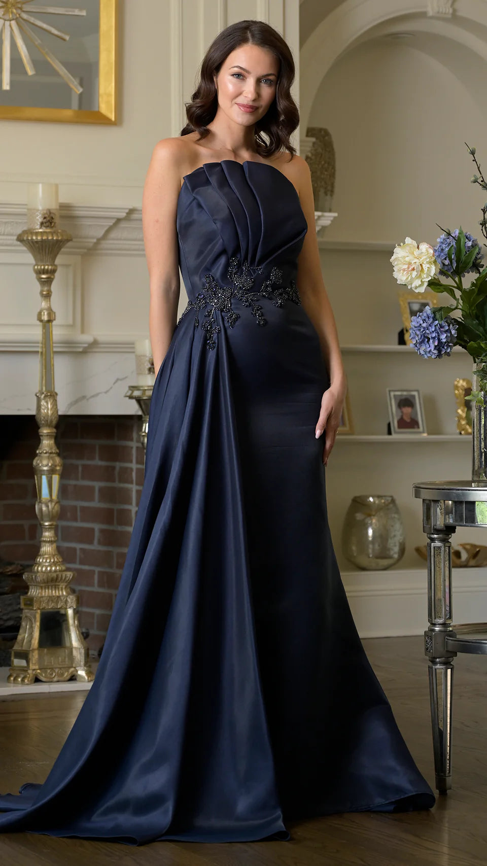 Marsoni by Colors MV1356 - Asymmetric Long Gown with Side Drape