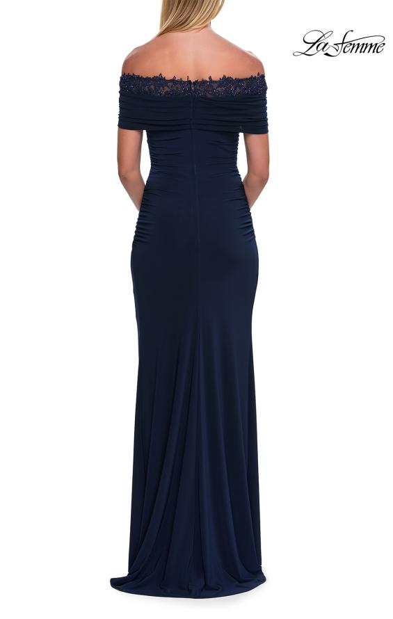 La Femme 33329 - Off Shoulder Jersey Gown with Lace Accent