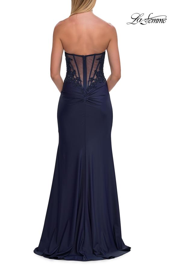 La Femme 33396 - Ruched Strapless Long Dress with Slit