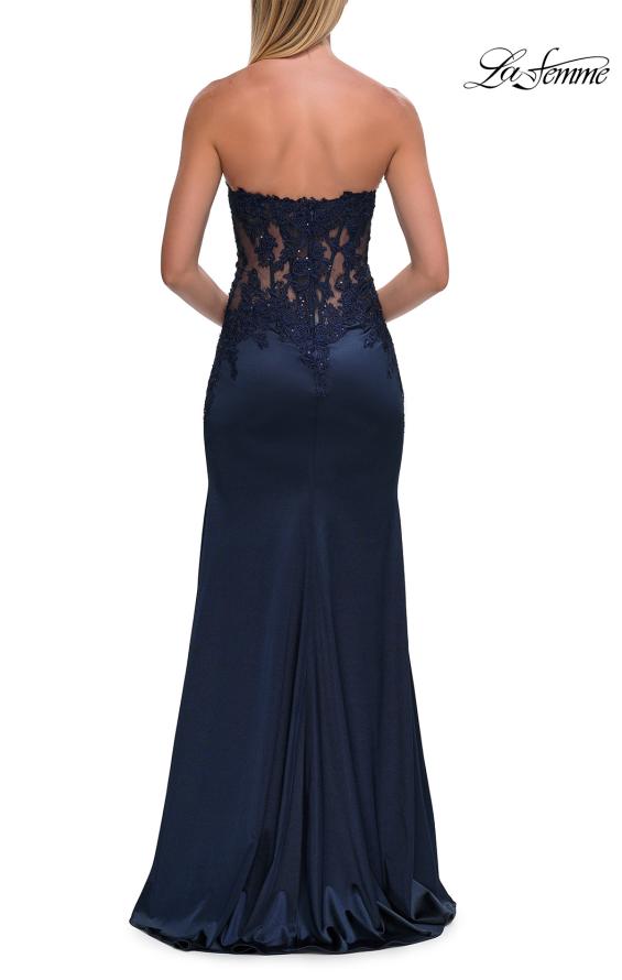 La Femme 33419 - Illusion Embroidered Bodice Sheath Dress