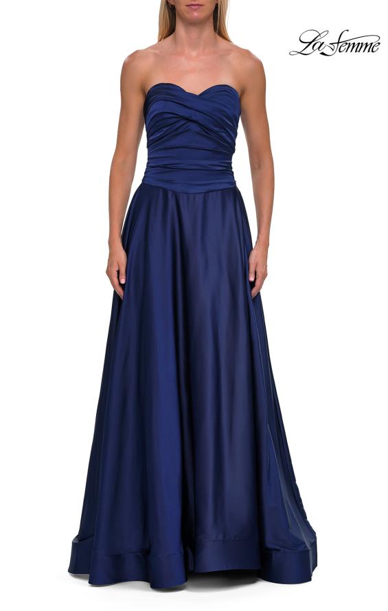 La Femme 33417 - Strapless High Slit A-Line Gown