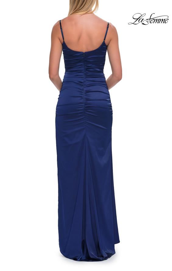 La Femme 33413 - Spaghetti Strap Satin Gown with Ruching