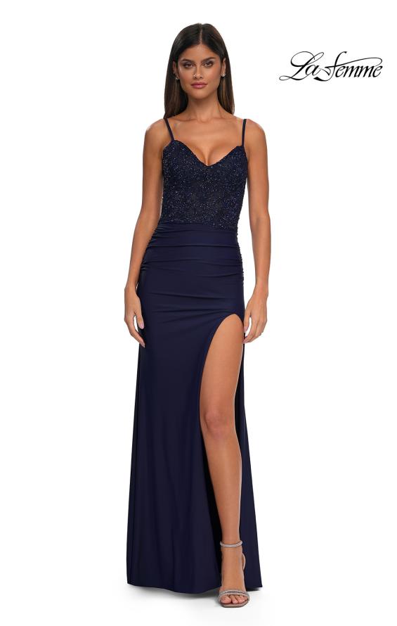 La Femme 32803 - Illusion Lace Sleeveless Evening Gown