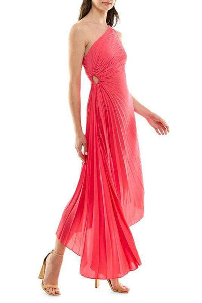 Nicole Miller MD4S10936 - Pleated Bodice High Low Maxi Dress