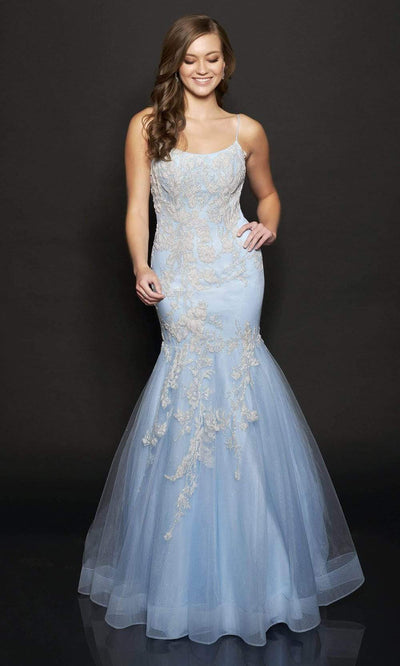 Nina Canacci - 9120 Beaded Applique Mermaid Gown Special Occasion Dress